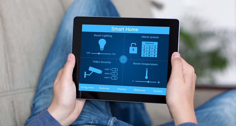 The ability to access and control security components from a mobile device is one of the top smart home trends in Toledo. Close-up of smart home security app.
