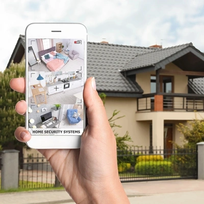 Toledo vivint phone display of cctv live feed in front of a house